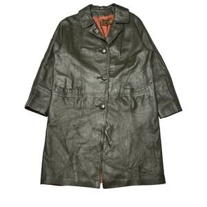 Vintage 50s Coast Sportswear Leather Trench Coat Women's Y2K Goth Punk